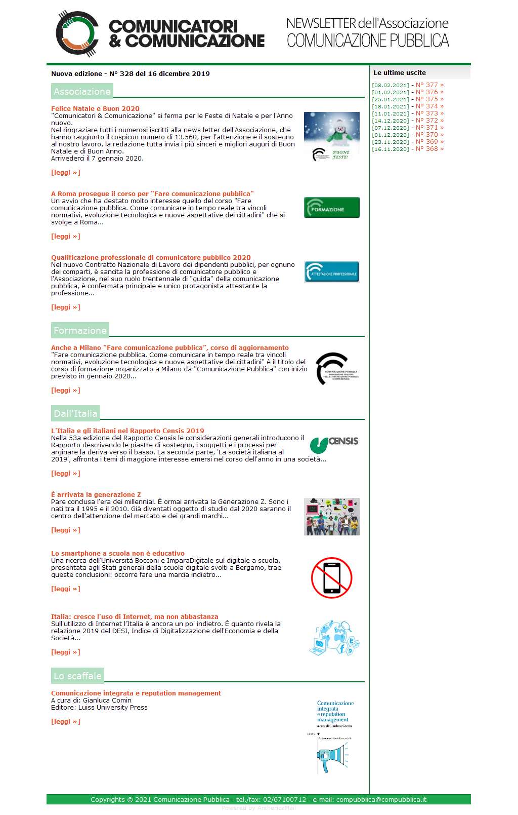 Comunicatori e Comunicazione n° 328 - 16 dicembre 2019