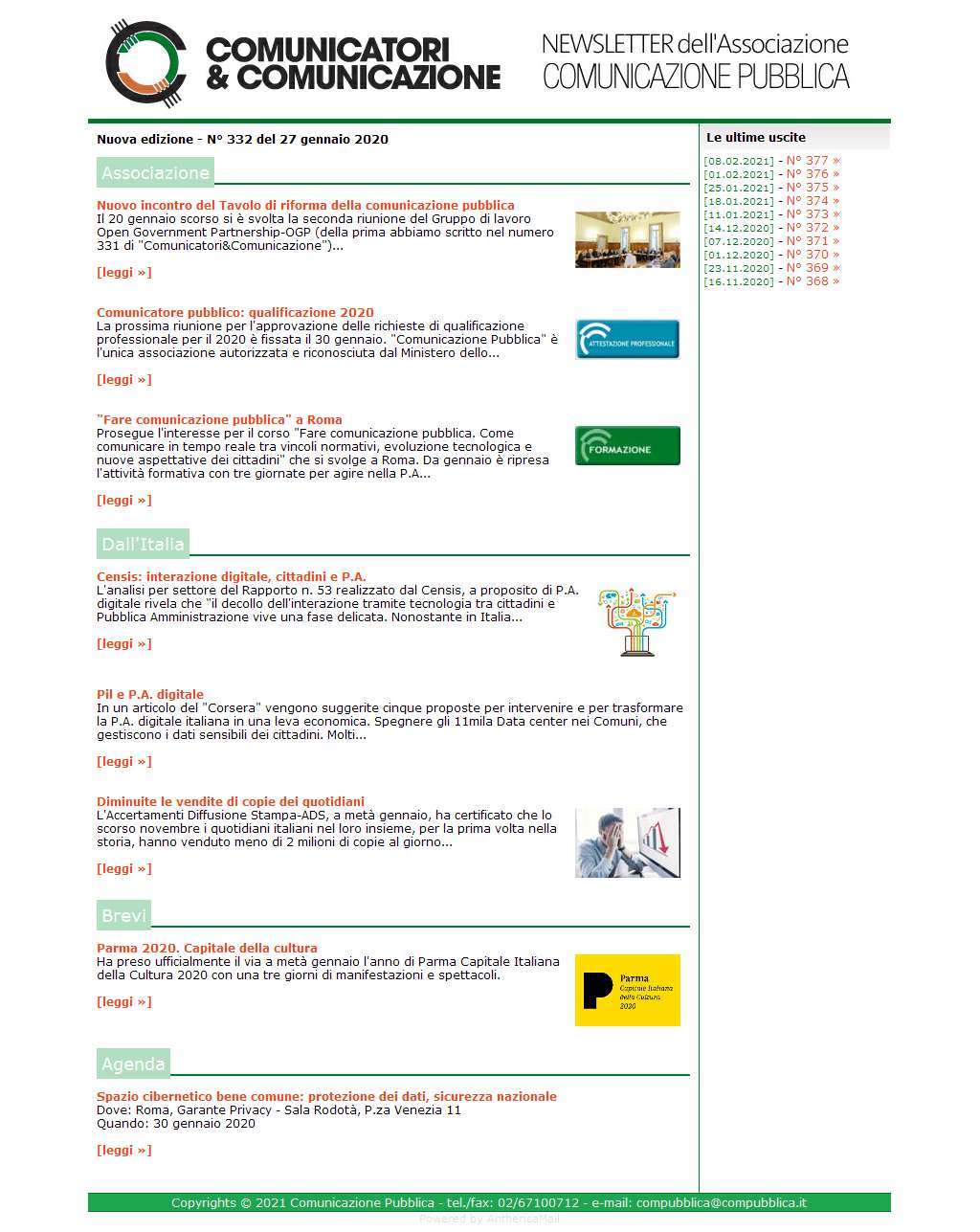 Comunicatori e Comunicazione n 332 - 27 gennaio 2020