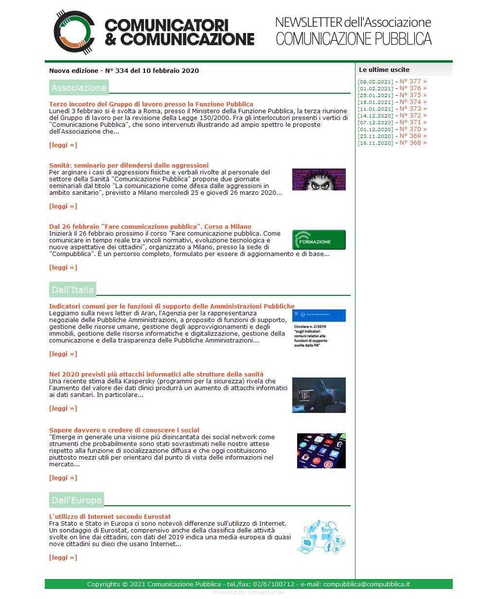 Comunicatori e Comunicazione n° 334 - 10 febbraio 2020