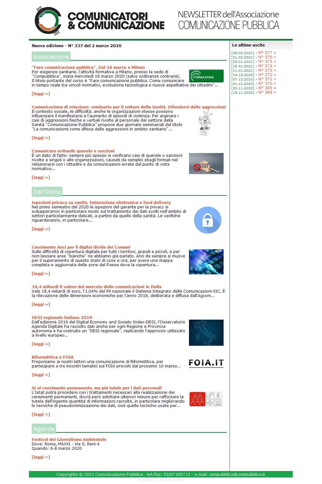 Comunicatori e Comunicazione n° 337 - 2 marzo 2020