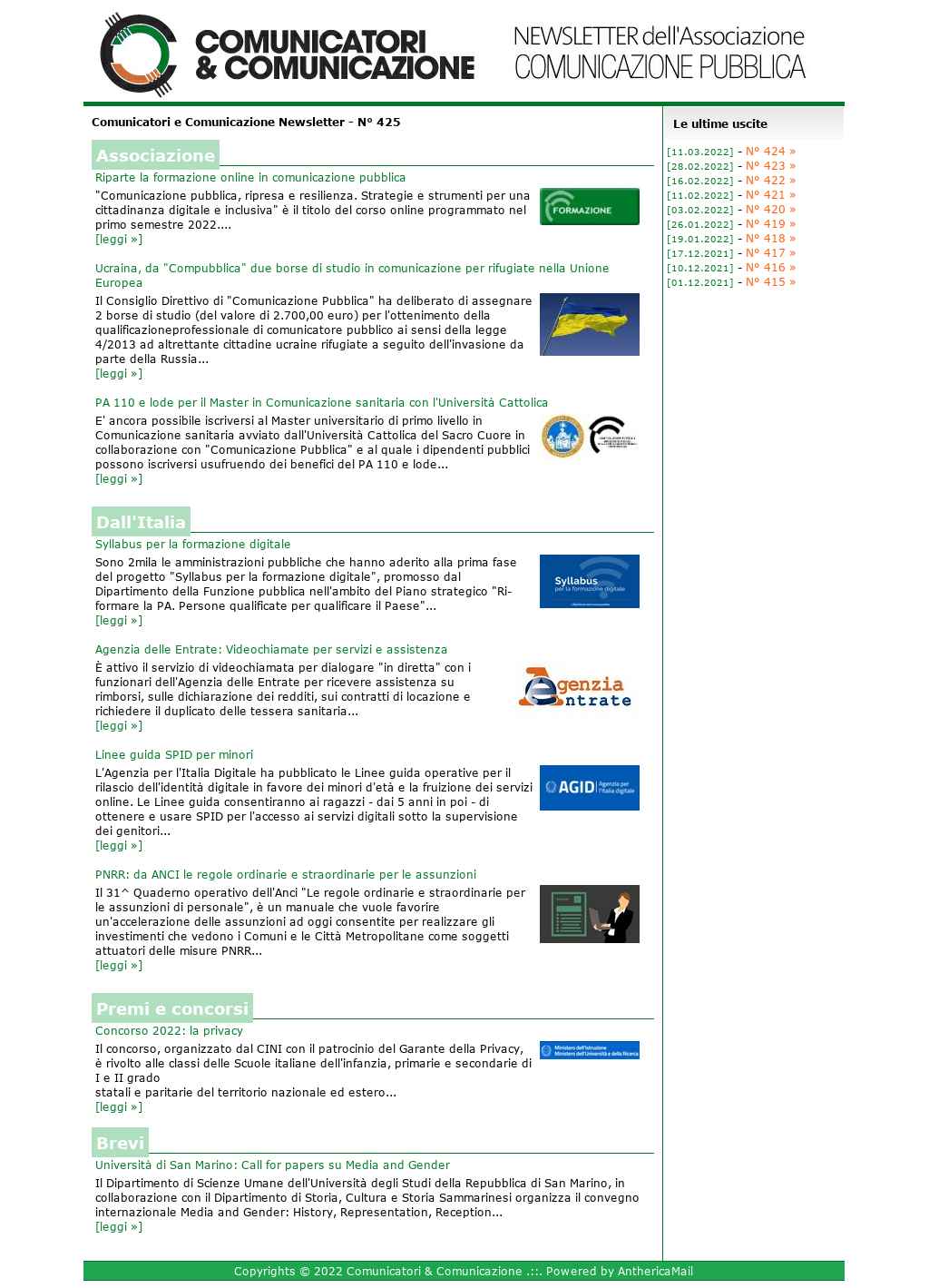 Comunicatori e Comunicazione n° 339 - 16 marzo 2020