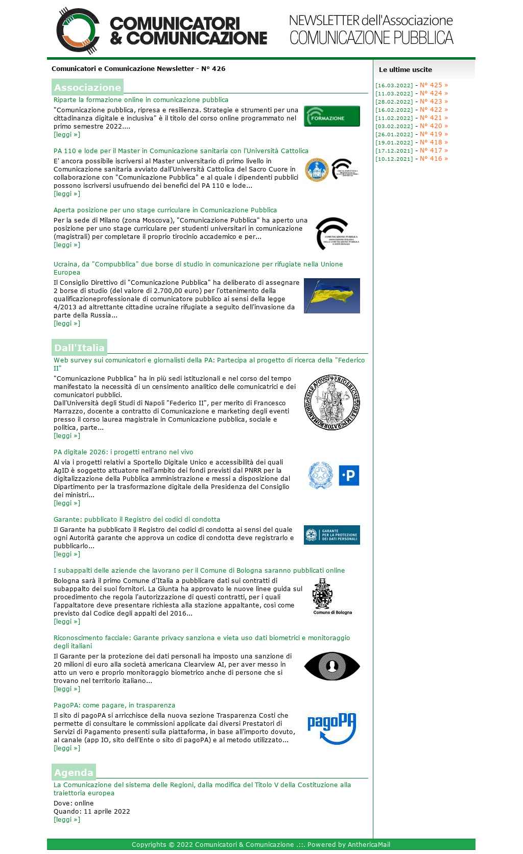 Comunicatori e Comunicazione n° 340 - 23 marzo 2020