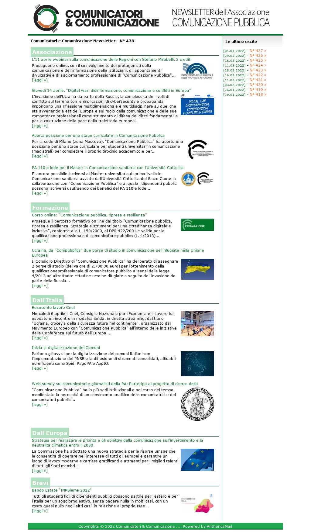 Comunicatori e Comunicazione n° 342 - 7 aprile 2020