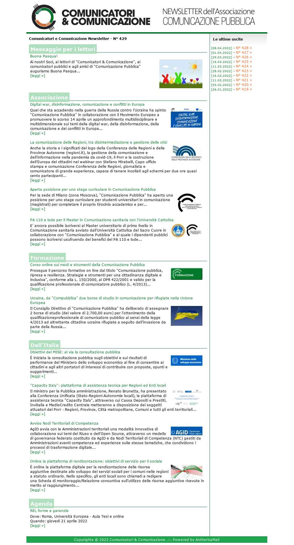 Comunicatori e Comunicazione n° 343 - 14 aprile 2020
