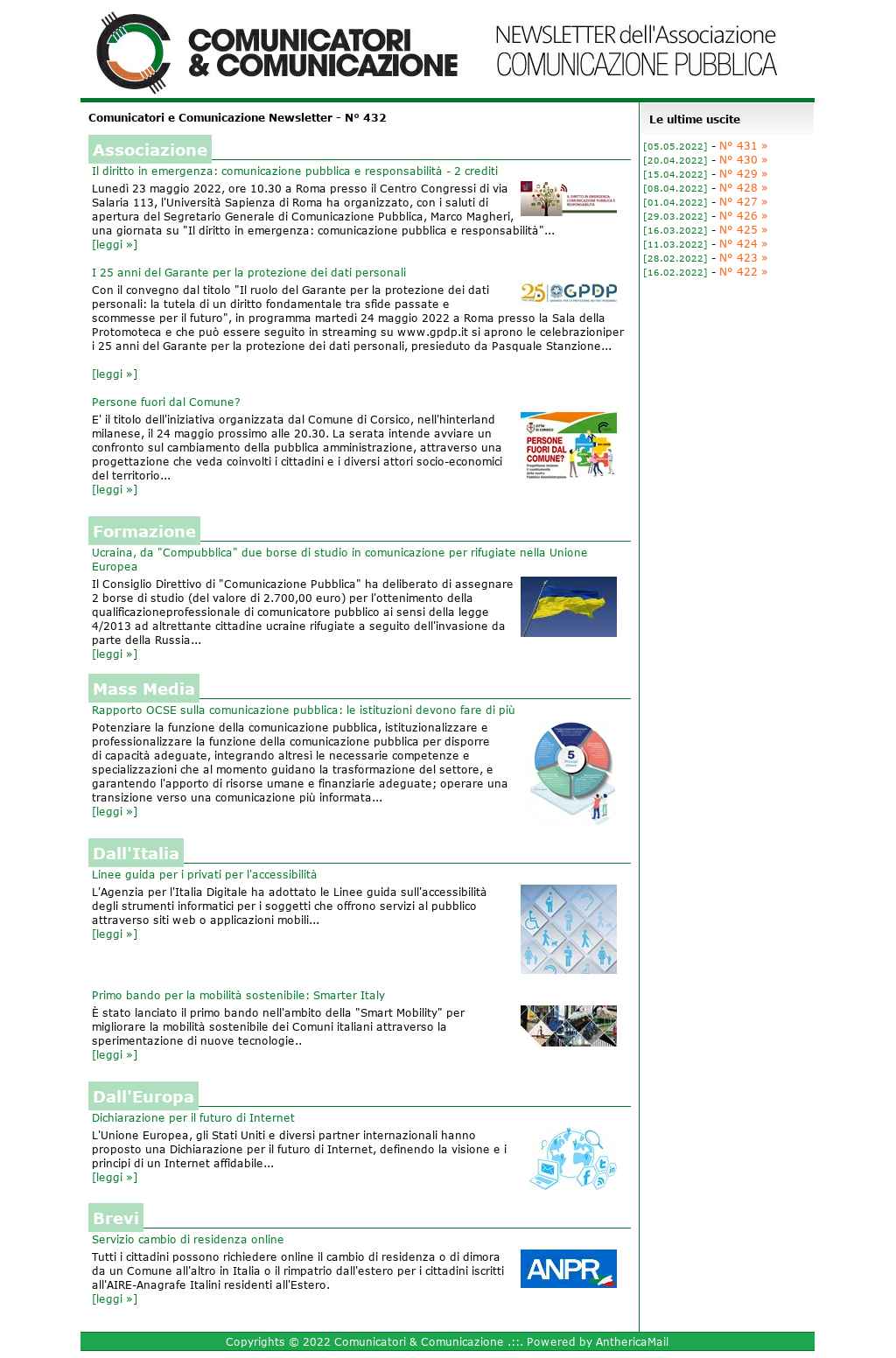 Comunicatori e Comunicazione n° 346 - 4 maggio 2020