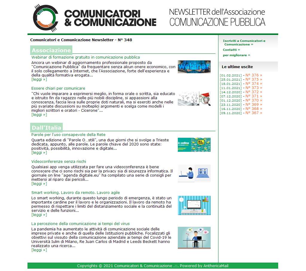 Comunicatori e Comunicazione n° 348 - 18 maggio 2020