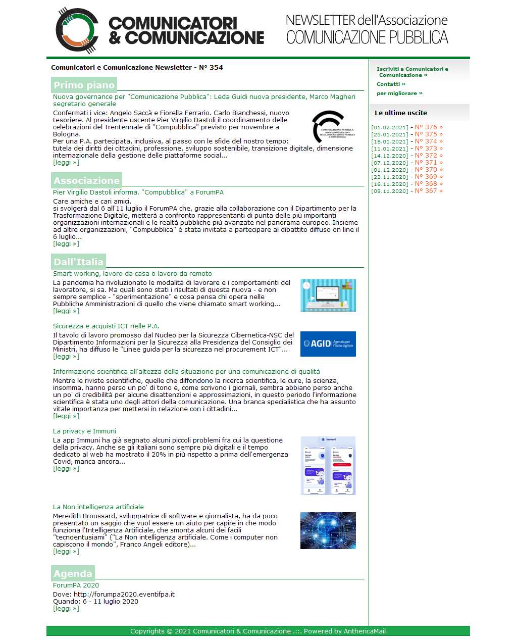 Comunicatori e Comunicazione n° 354 - 29 giugno 2020