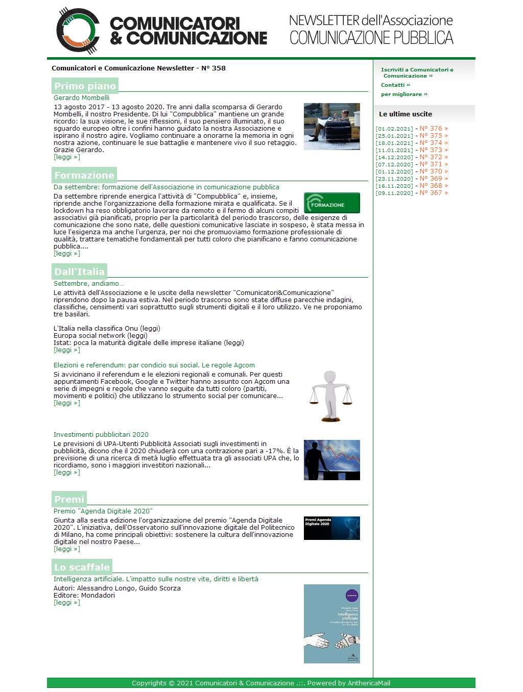 Comunicatori e Comunicazione n° 358 - 7 settembre 2020