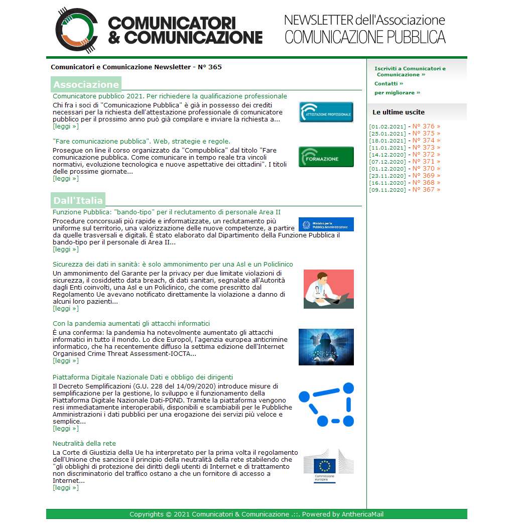 Comunicatori e Comunicazione n° 365 - 26 ottobre 2020
