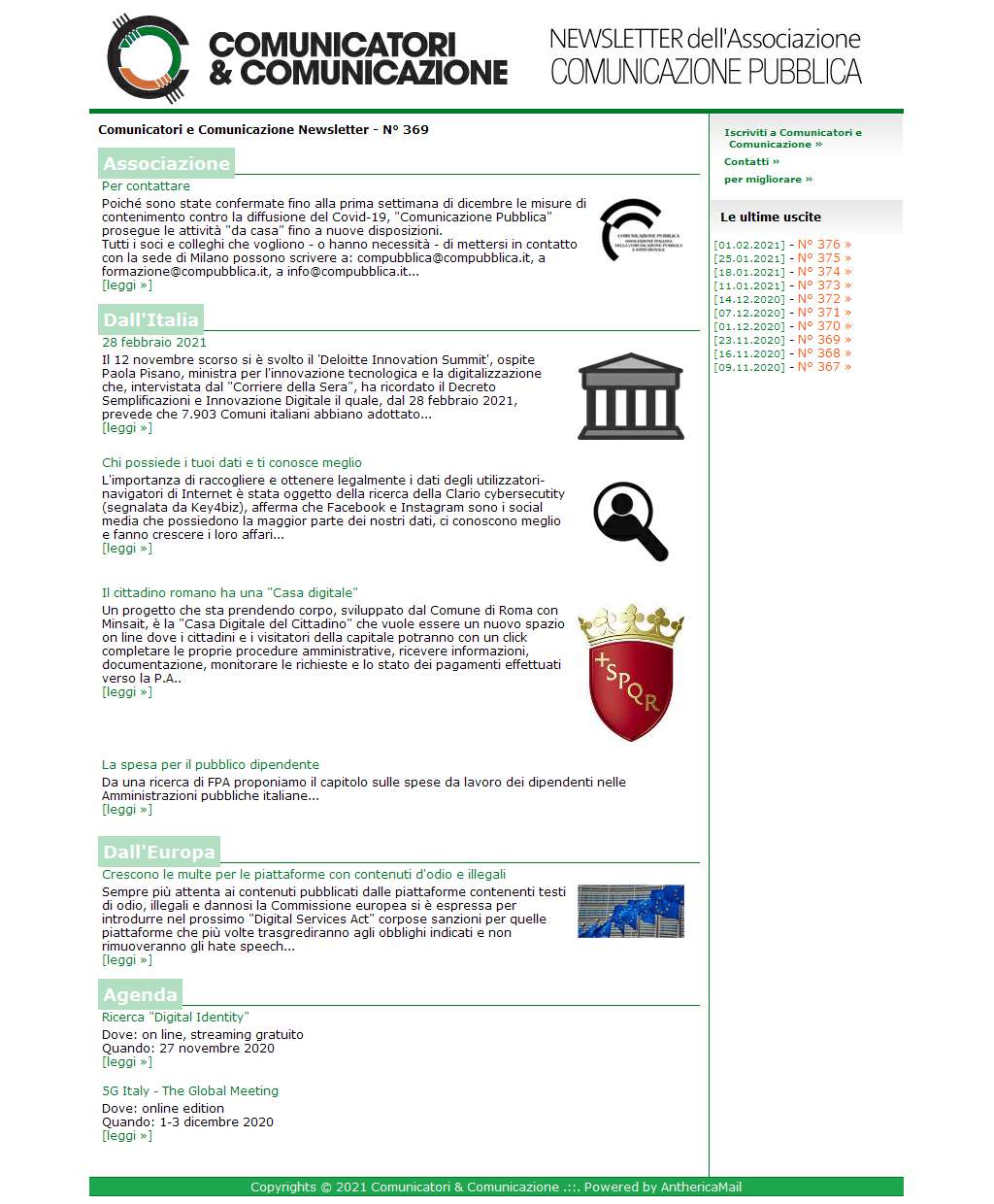 Comunicatori e Comunicazione n° 369 - 23 novembre 2020