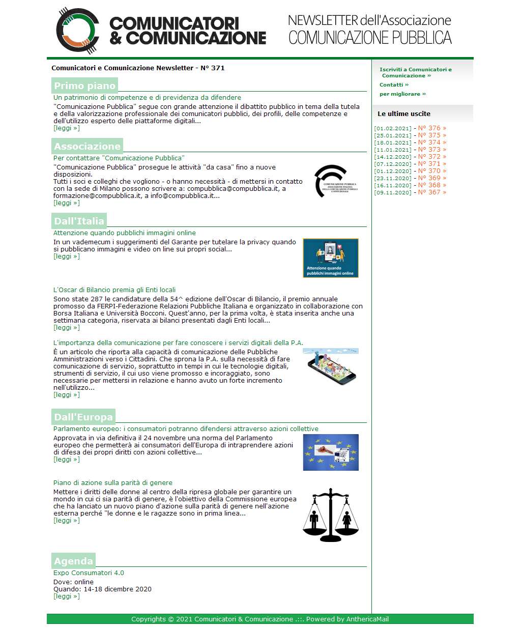 Comunicatori e Comunicazione n° 371 - 7 dicembre 2020