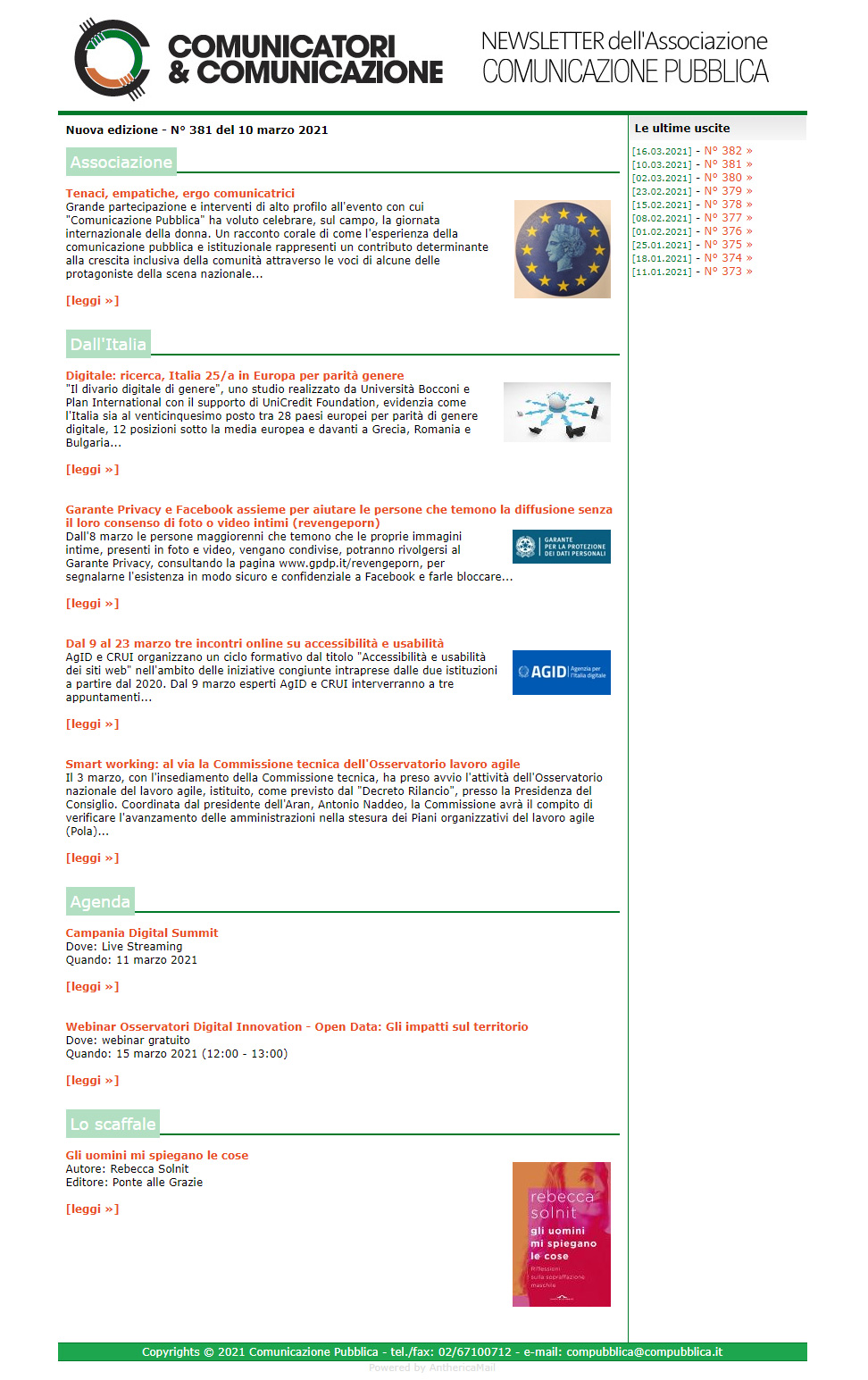 Comunicatori e Comunicazione n° 381 - 10 marzo 2021