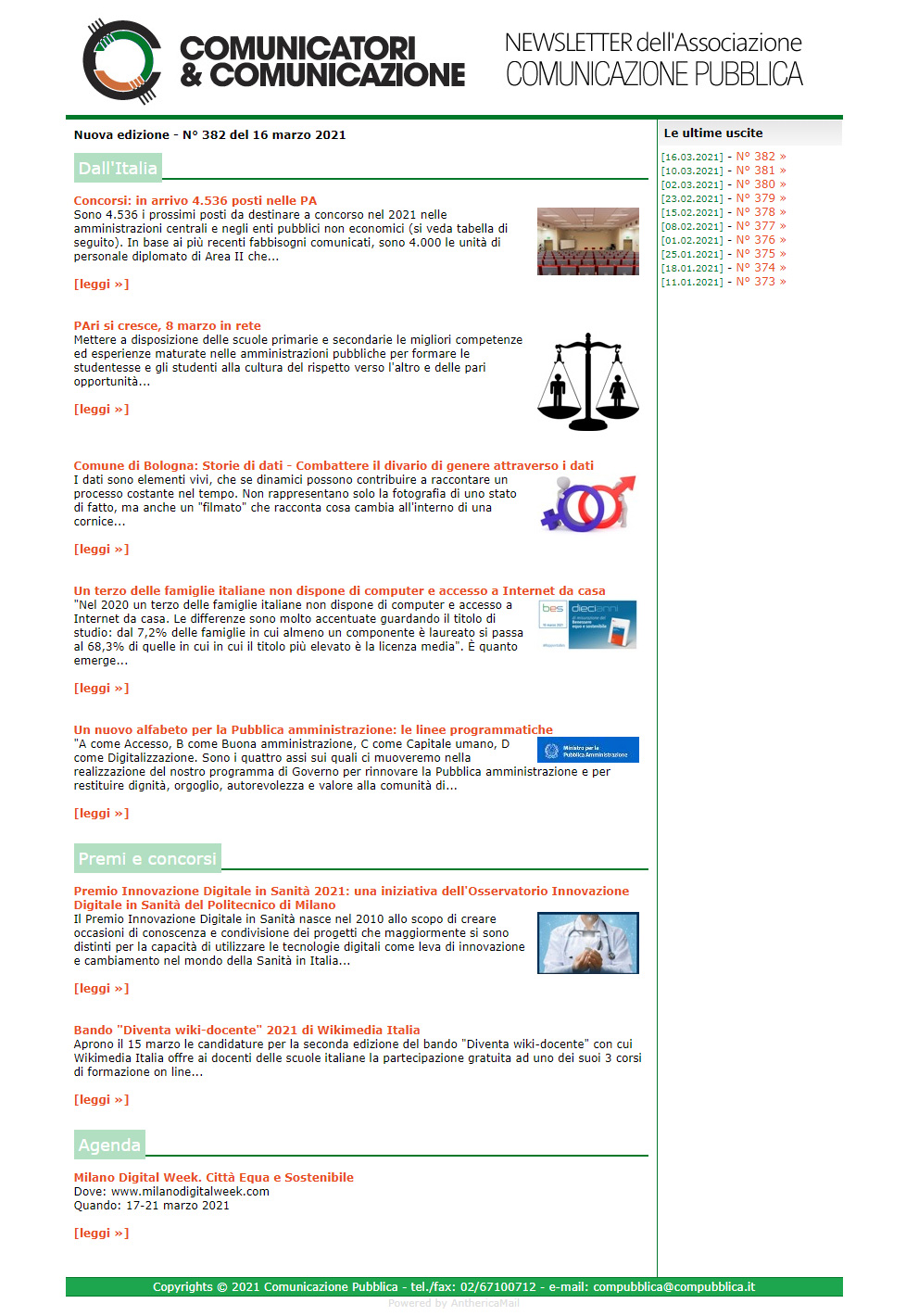 Comunicatori e Comunicazione n° 382 - 15 marzo 2021