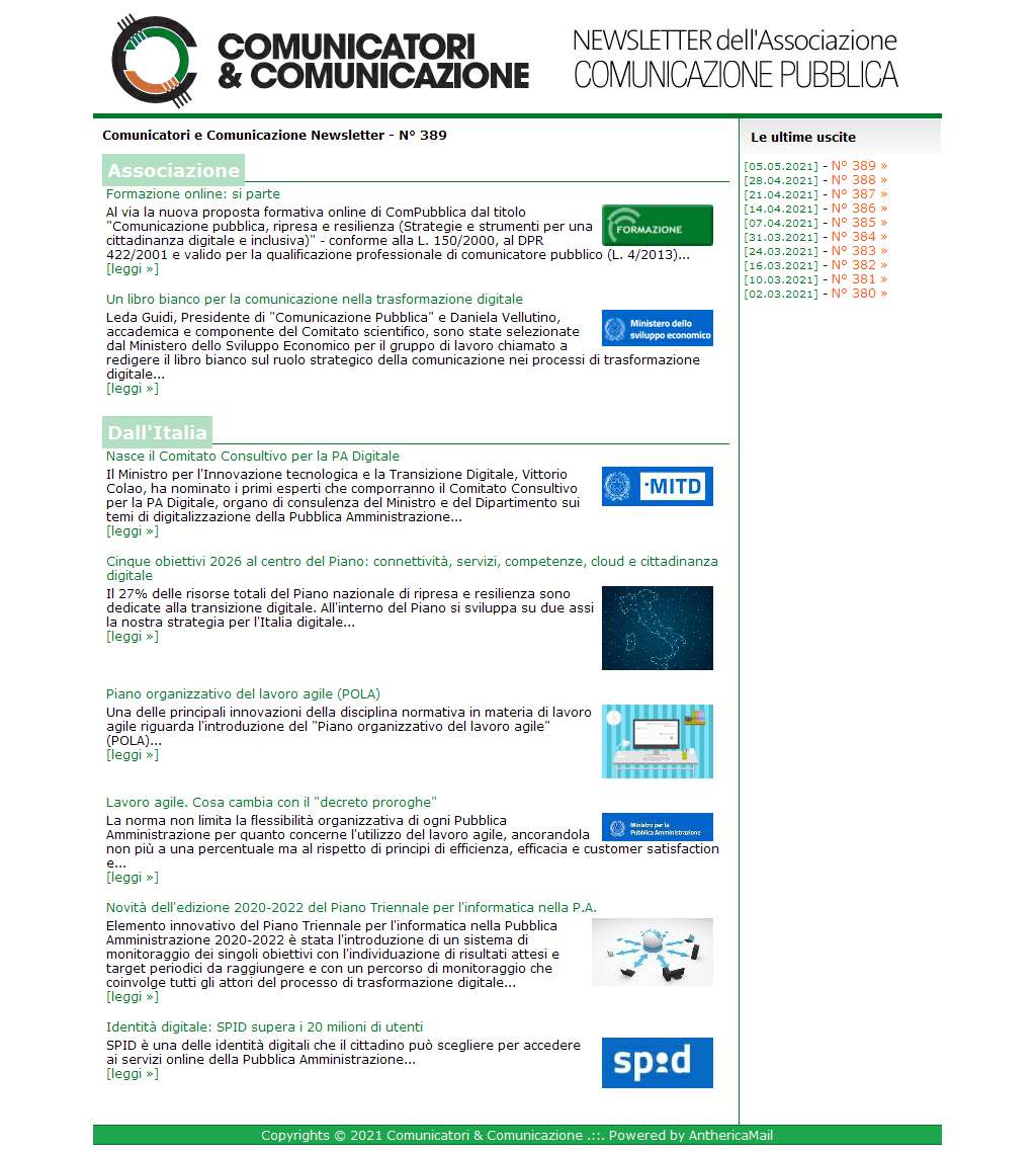 Comunicatori e Comunicazione n° 389 - 5 maggio 2021