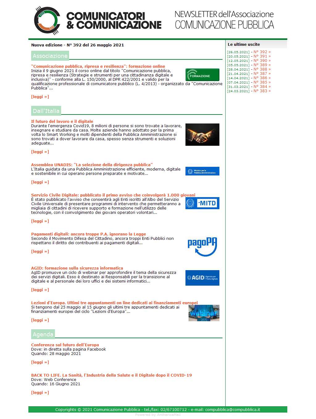 Comunicatori e Comunicazione n° 392 - 26 maggio 2021