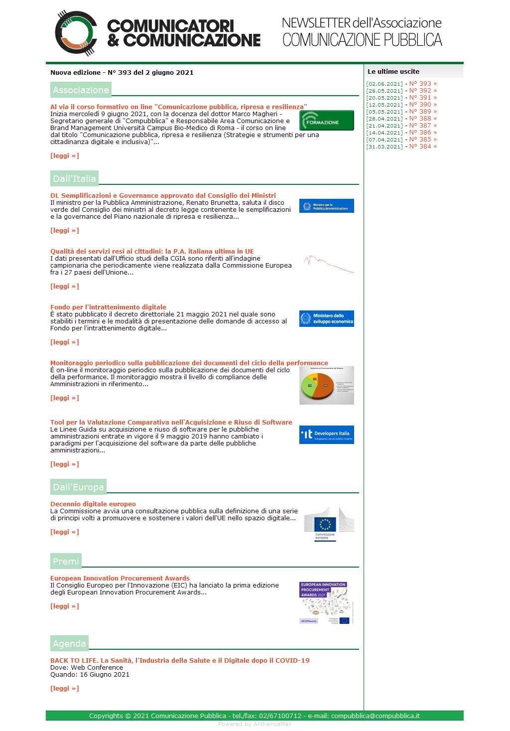 Comunicatori e Comunicazione n° 393 - 2 giugno 2021