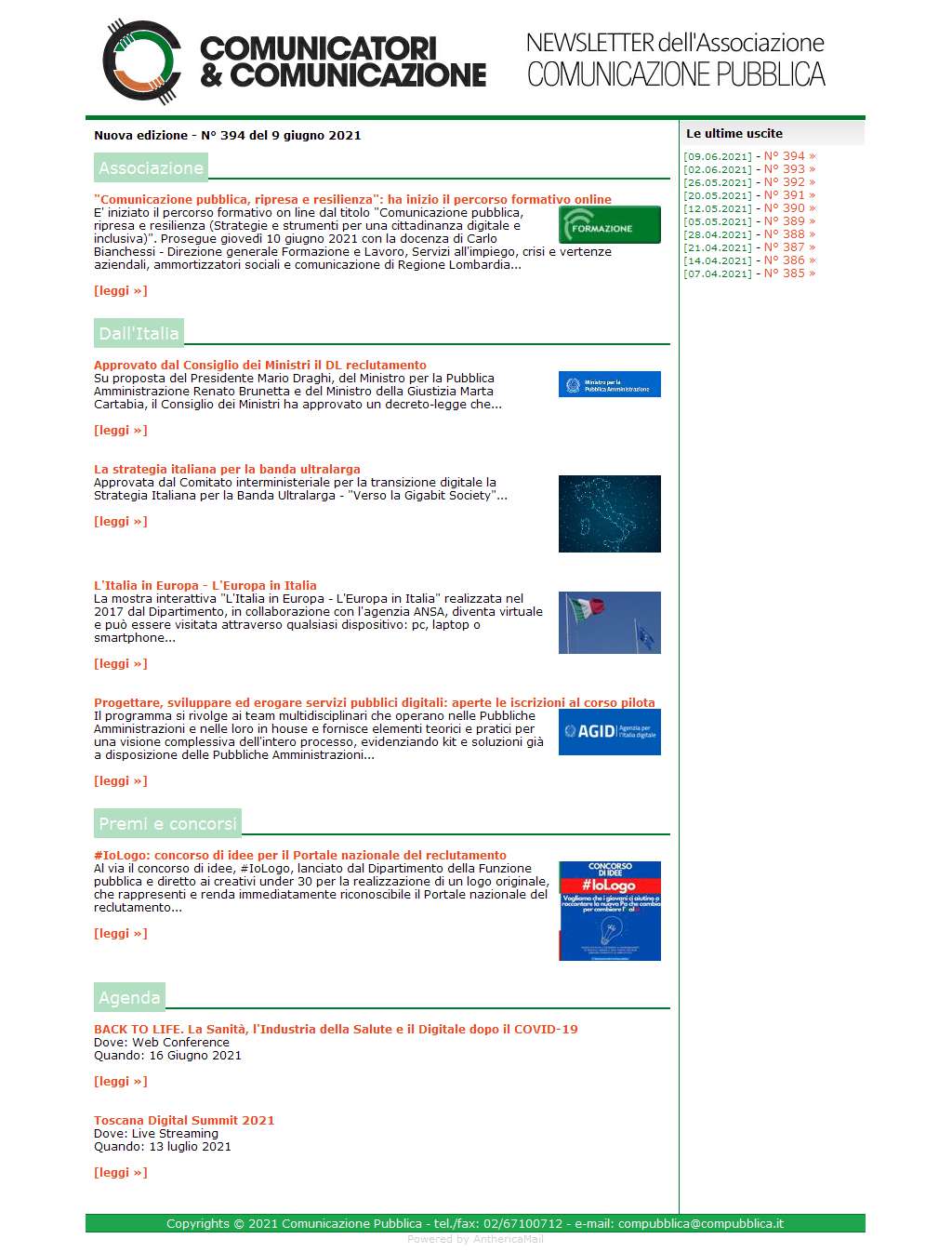 Comunicatori e Comunicazione n° 394 - 9 giugno 2021