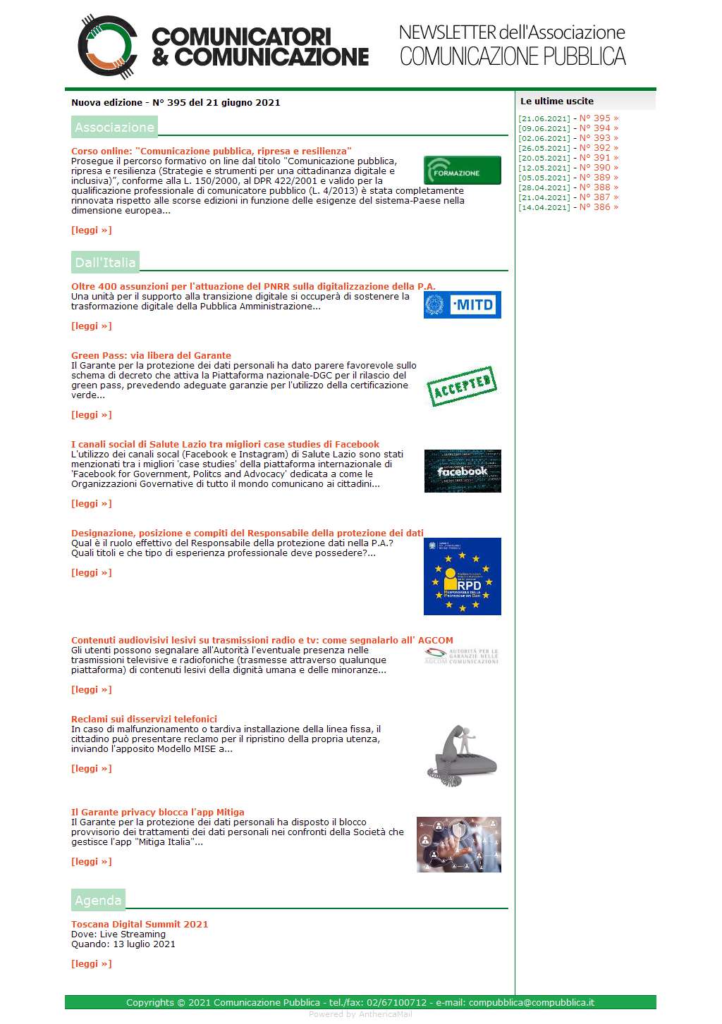 Comunicatori e Comunicazione n° 395 - 16 giugno 2021