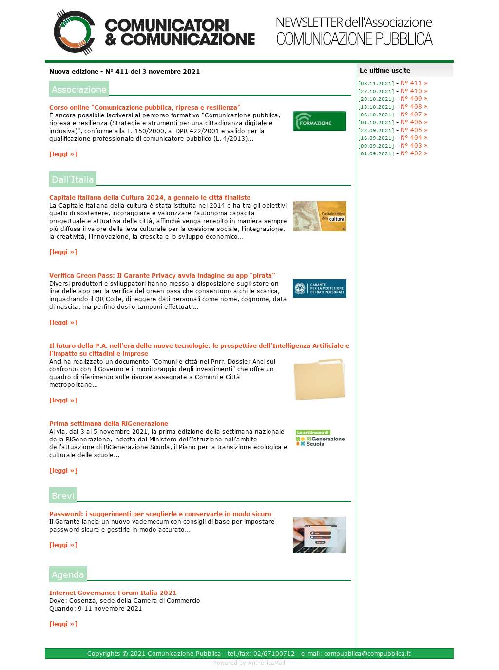 Comunicatori e Comunicazione n° 411 - 3 novembre 2021