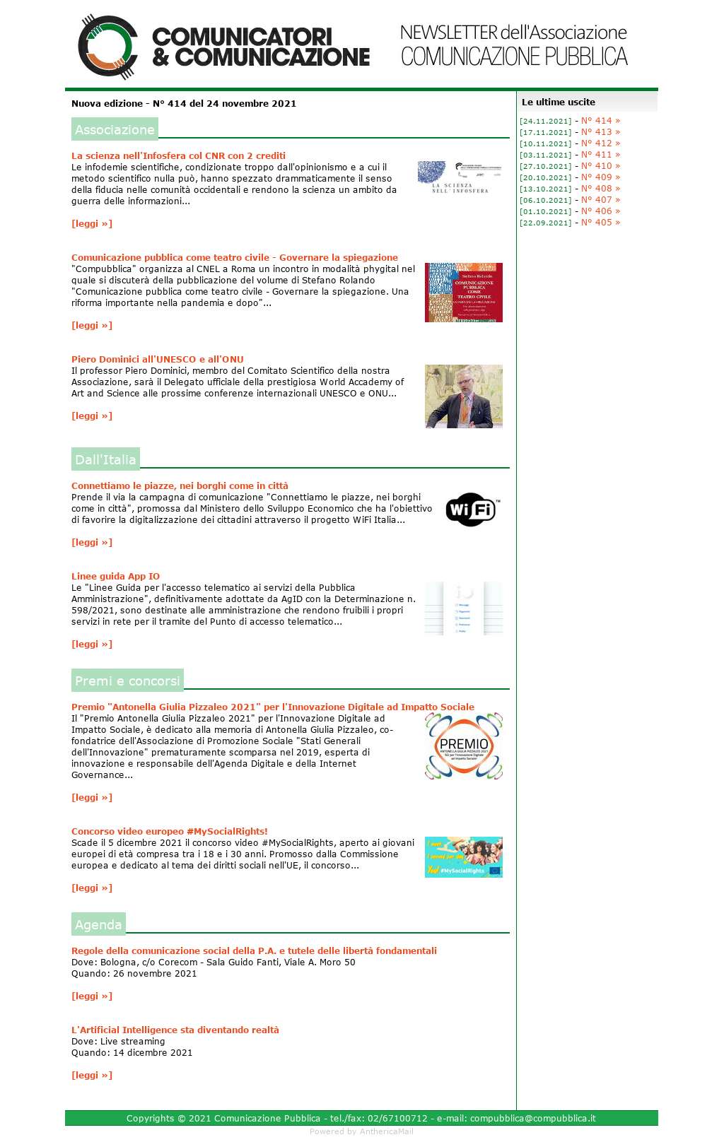 Comunicatori e Comunicazione n° 414 - 24 novembre 2021