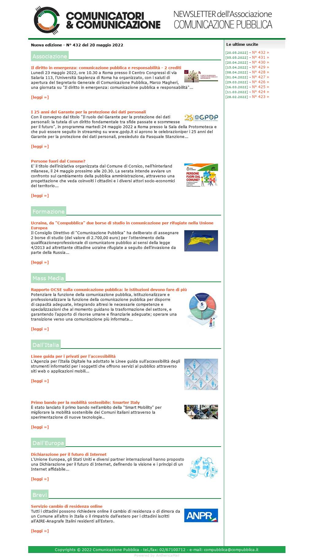 Comunicatori e Comunicazione n° 432 - 19 maggio 2022