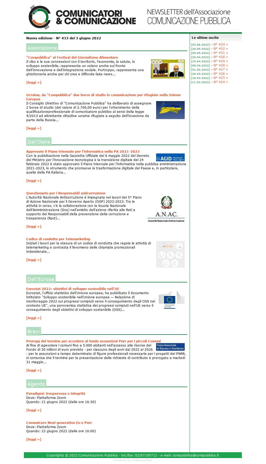 Comunicatori e Comunicazione n° 433 - 3 giugno 2022