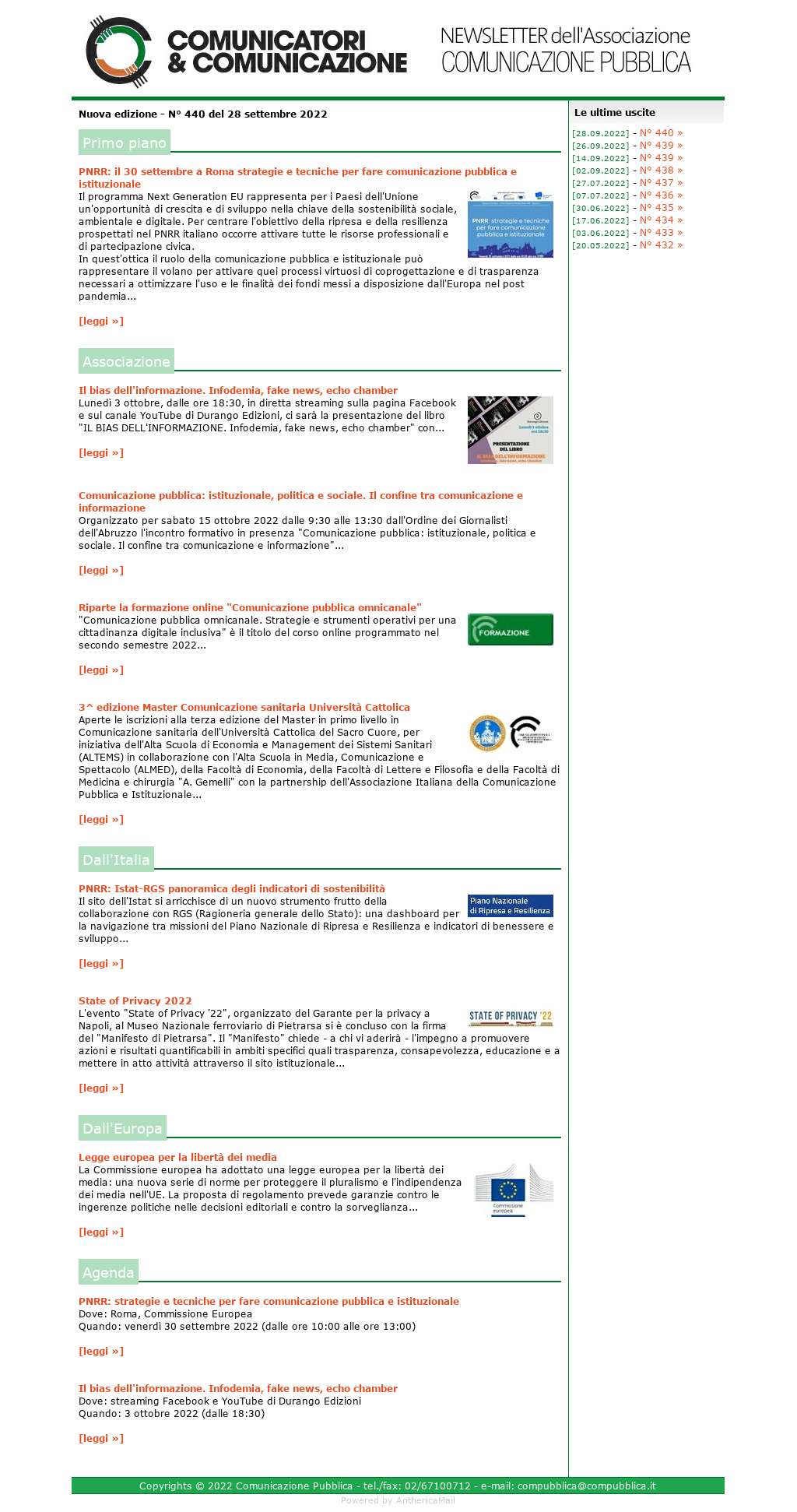 Comunicatori e Comunicazione n° 440 - 28 settembre 2022