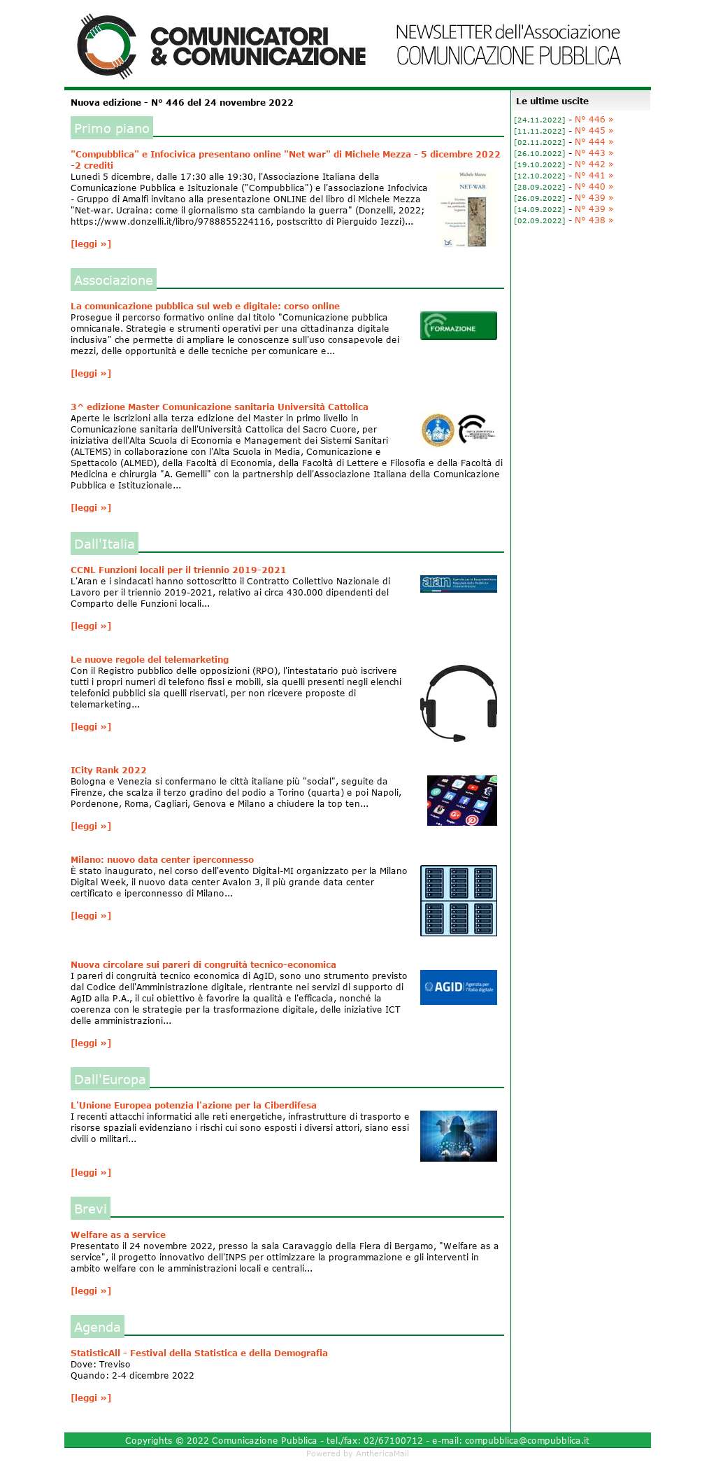 Comunicatori e Comunicazione n° 446 - 24 novembre 2022
