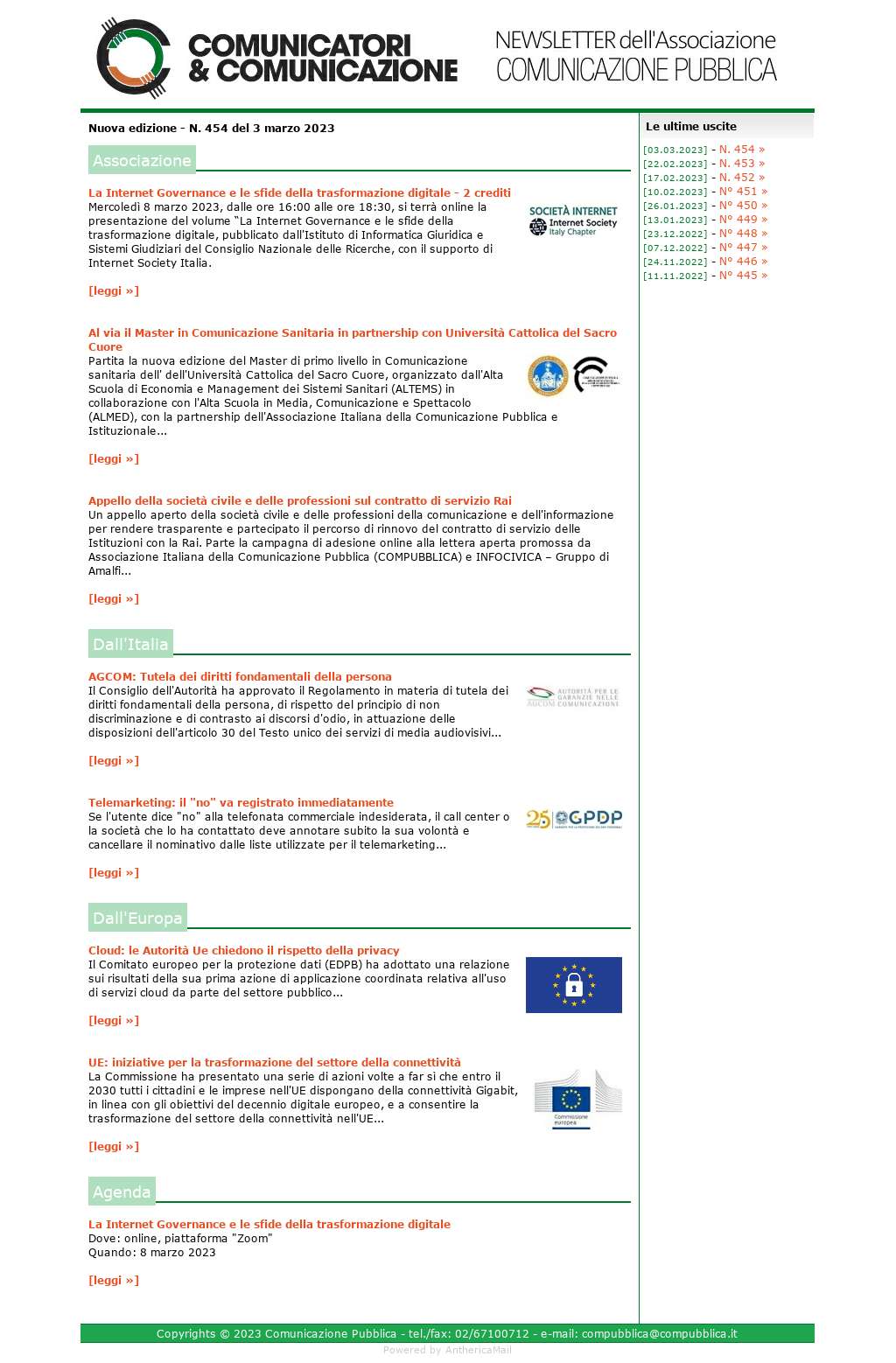 Comunicatori e Comunicazione n° 454 - 3 marzo 2023