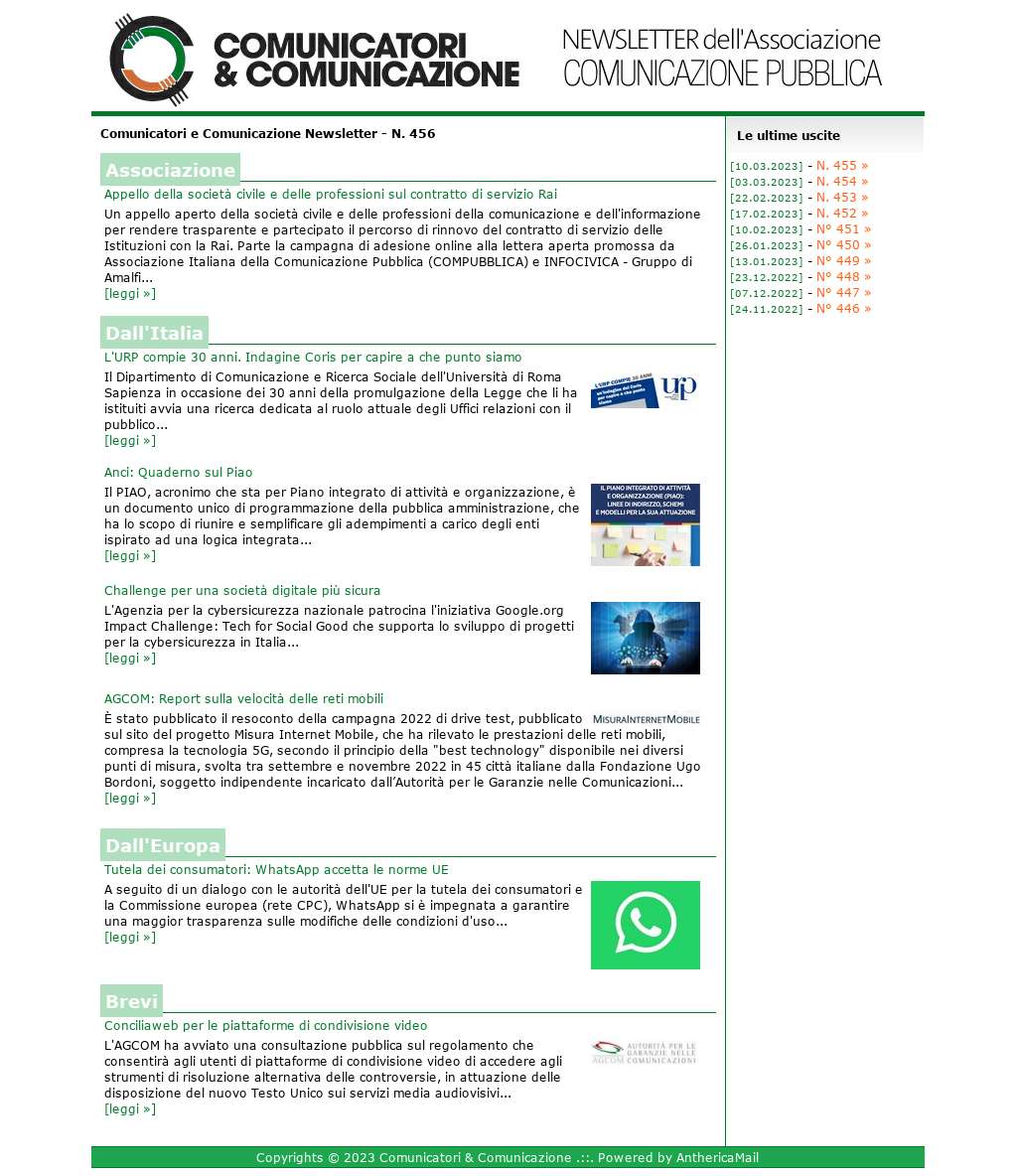 Comunicatori e Comunicazione n° 456 - 17 marzo 2023