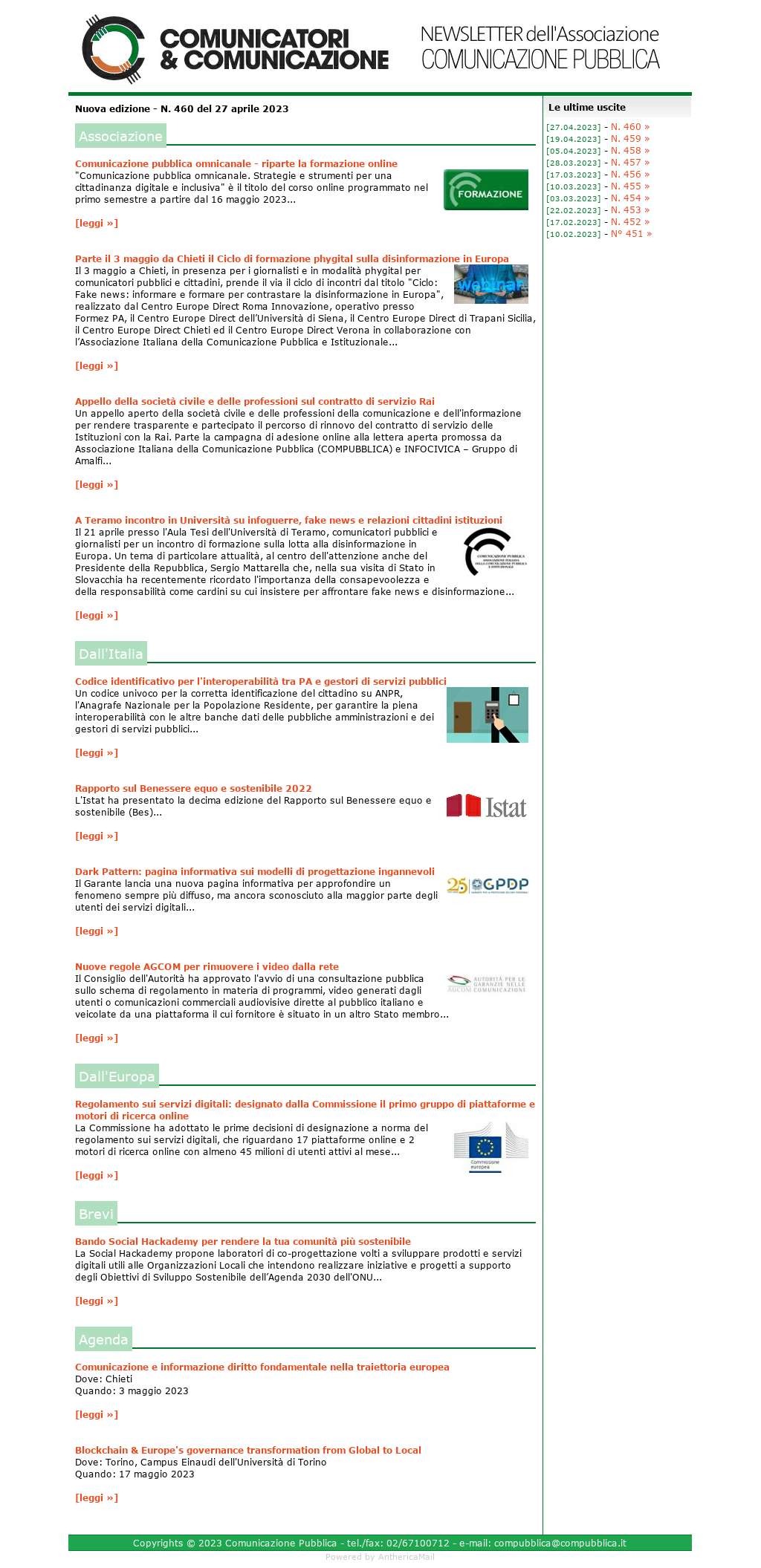 Comunicatori e Comunicazione n° 460 - 27 aprile 2023