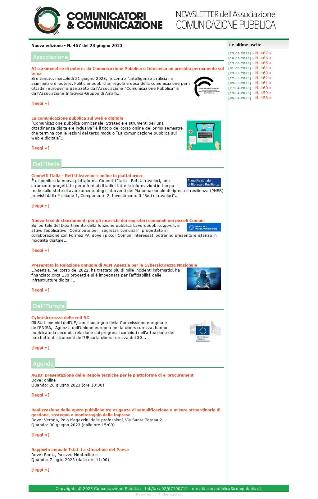 Comunicatori e Comunicazione n° 467 - 23 giugno 2023