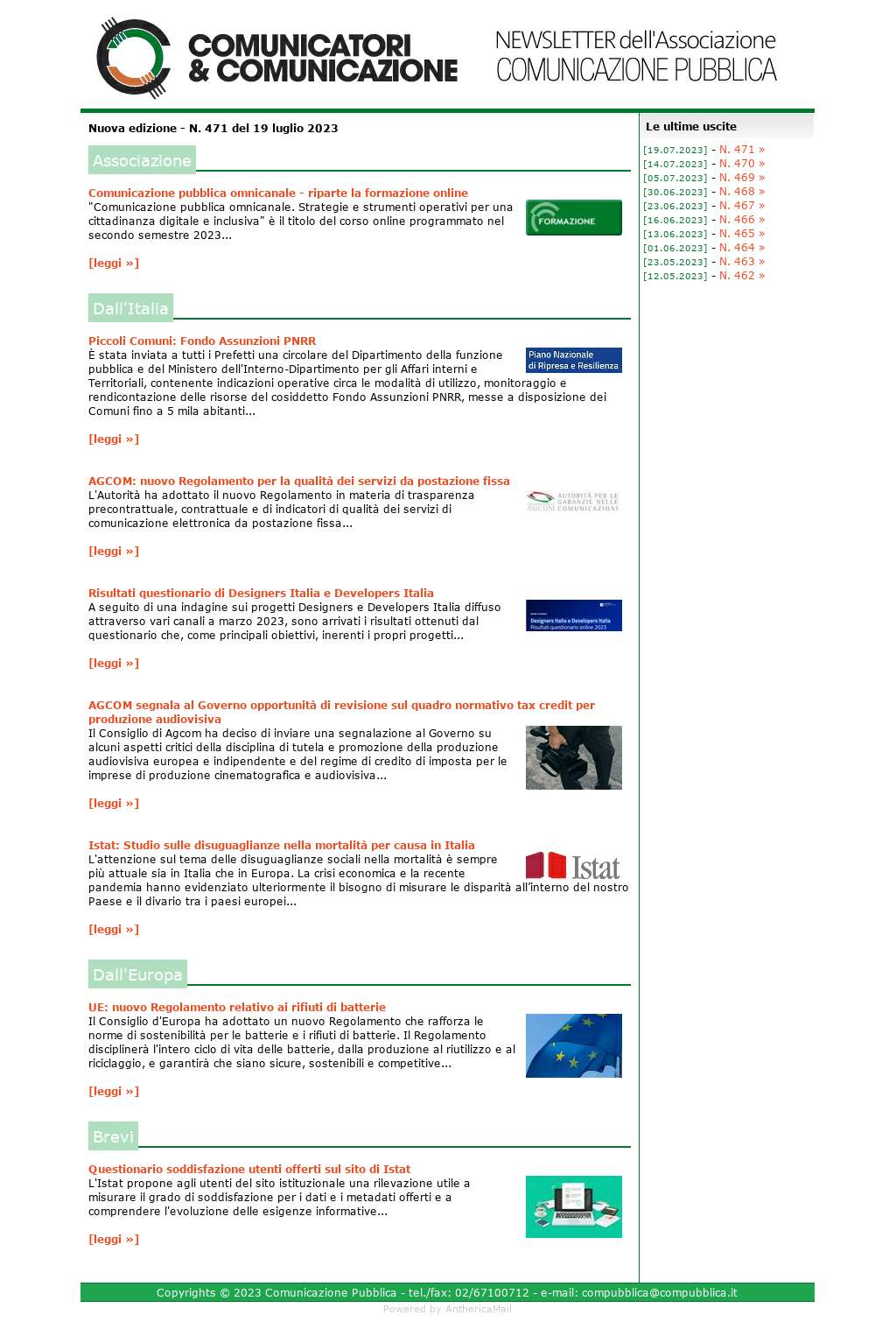 Comunicatori e Comunicazione n° 471 - 19 luglio 2023