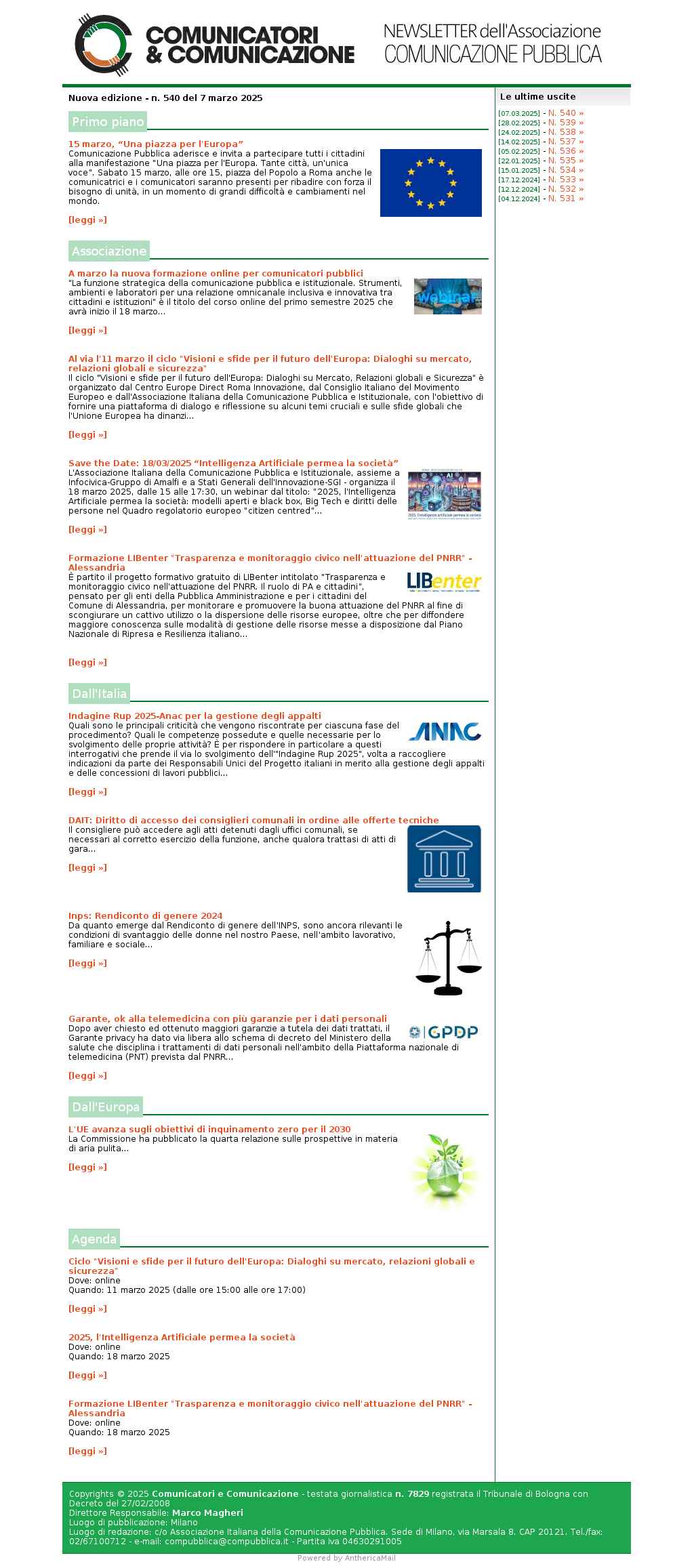 Comunicatori e Comunicazione n° 540 - 7 marzo 2025